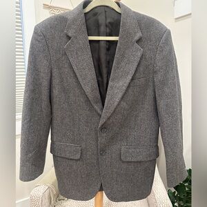 Towncraft Charcoal Herringbone Wool Blazer Jacket